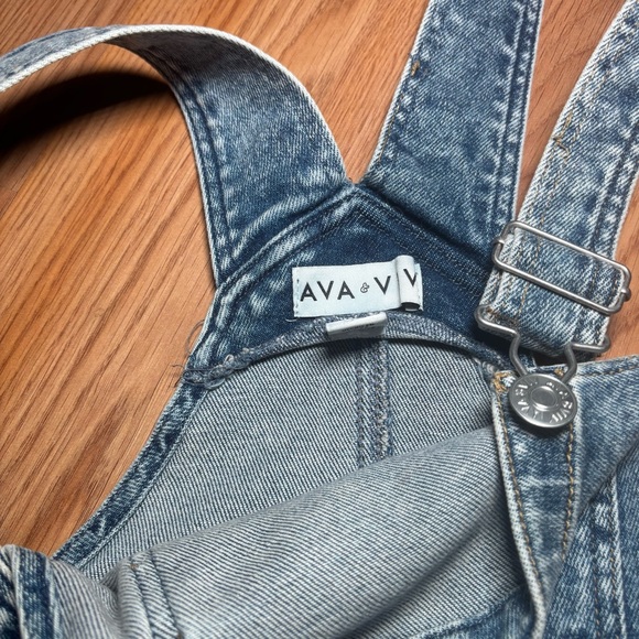 Ava & Viv Medium Wash Stretch Denim Bib Overalls Women's 16 - Picture 4 of 9